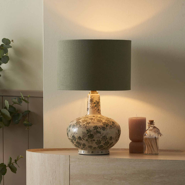 Clara Green Floral Ceramic Table Lamp Base