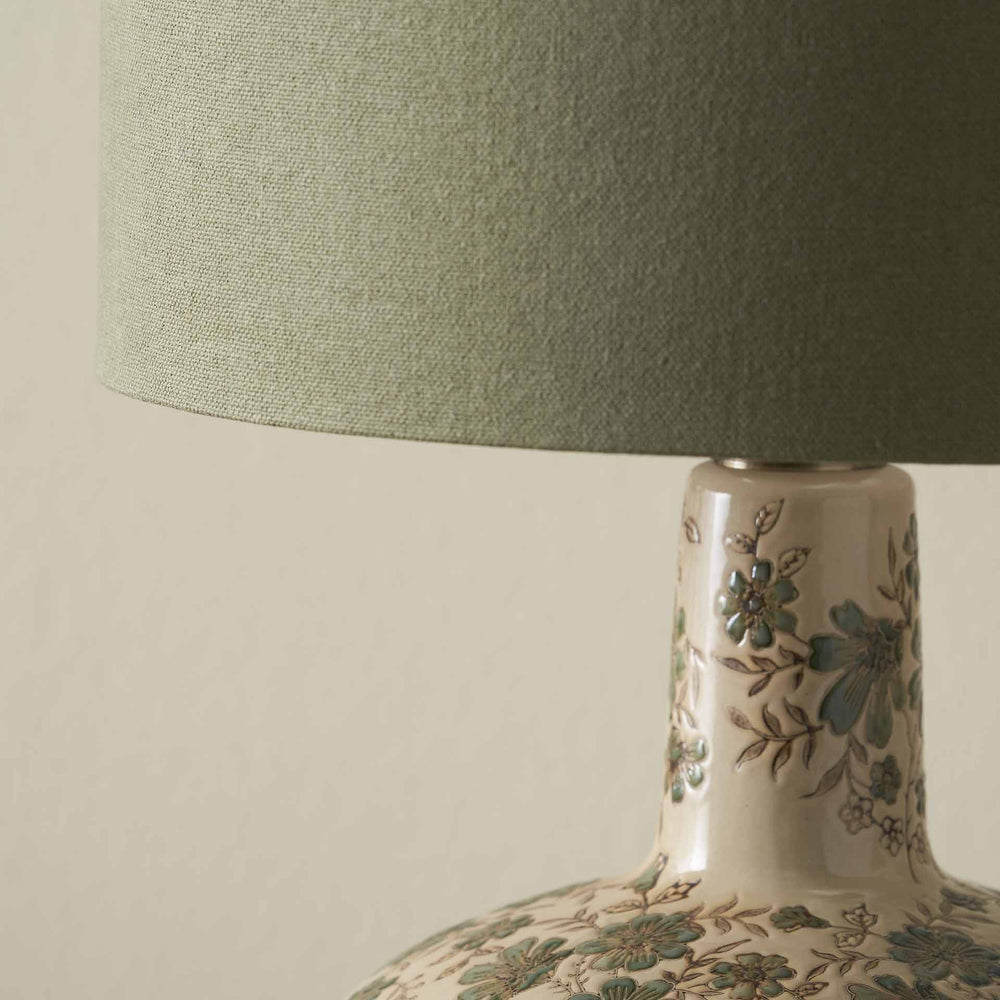 Clara Green Floral Ceramic Table Lamp Base