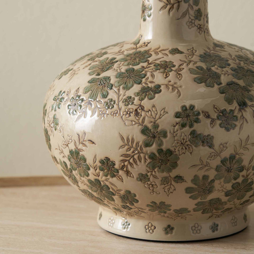 Clara Green Floral Ceramic Table Lamp Base