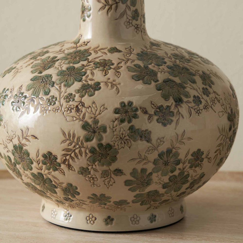 Clara Green Floral Ceramic Table Lamp Base