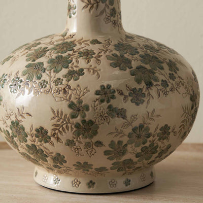 Clara Green Floral Ceramic Table Lamp Base