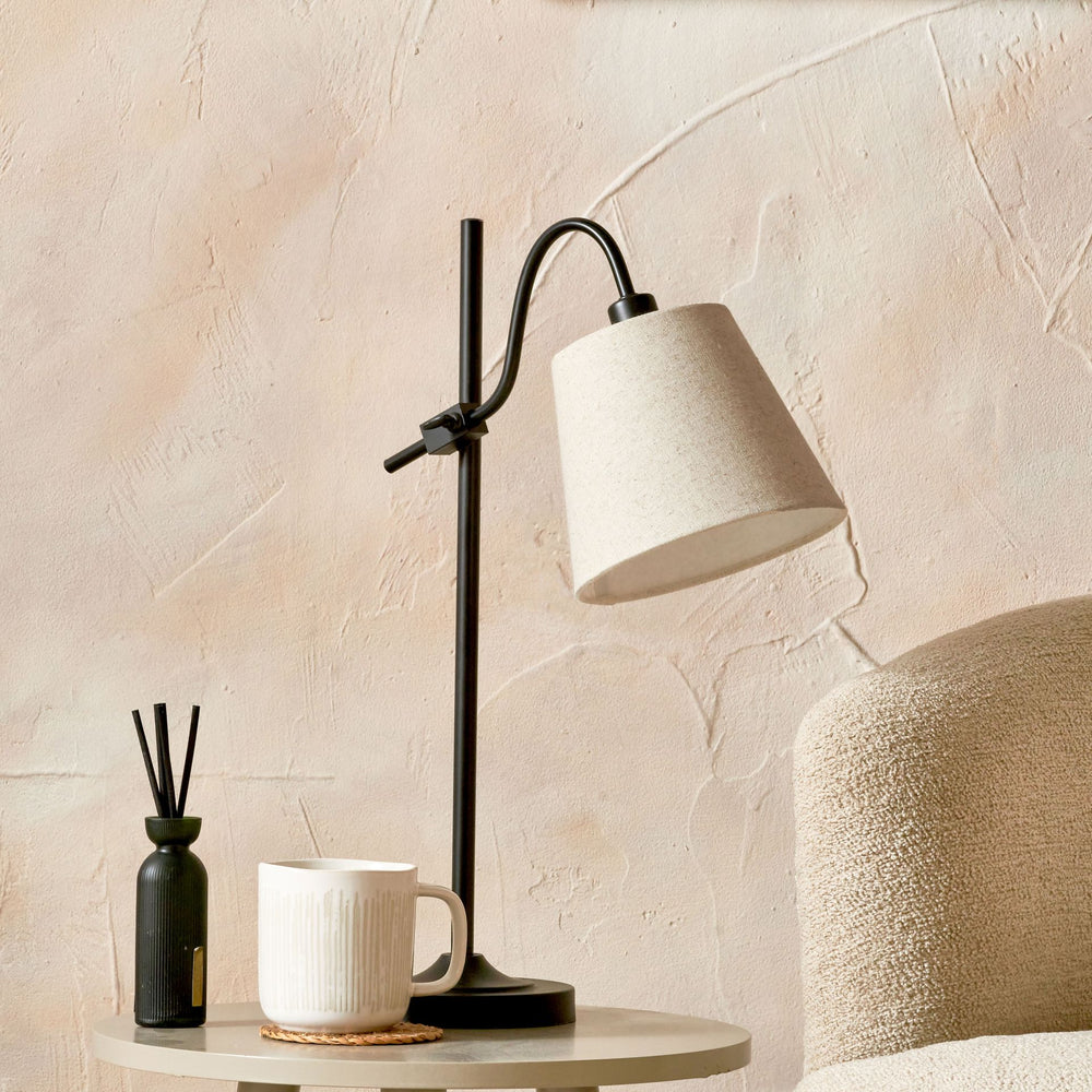Sorrel Black Metal Curved Arm Table Lamp