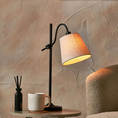 Sorrel Black Metal Curved Arm Table Lamp