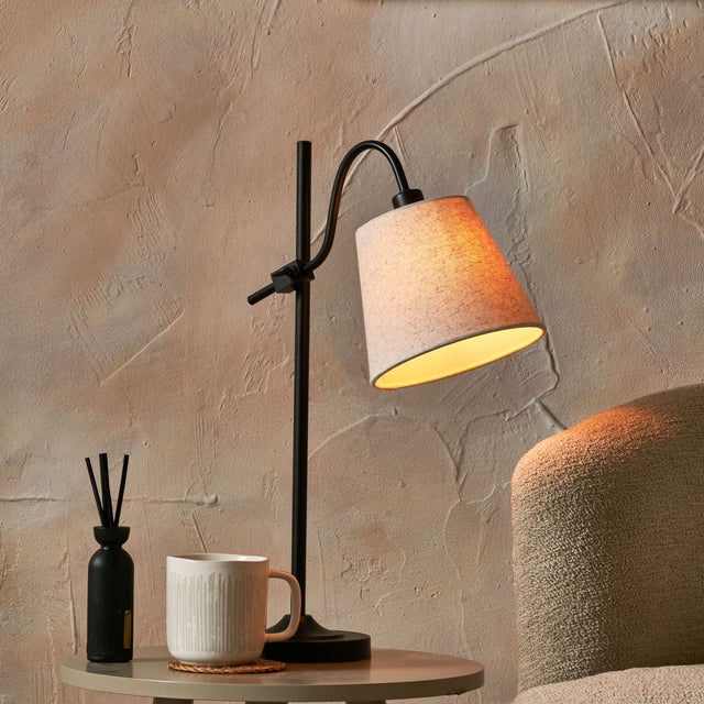 Sorrel Black Metal Curved Arm Table Lamp