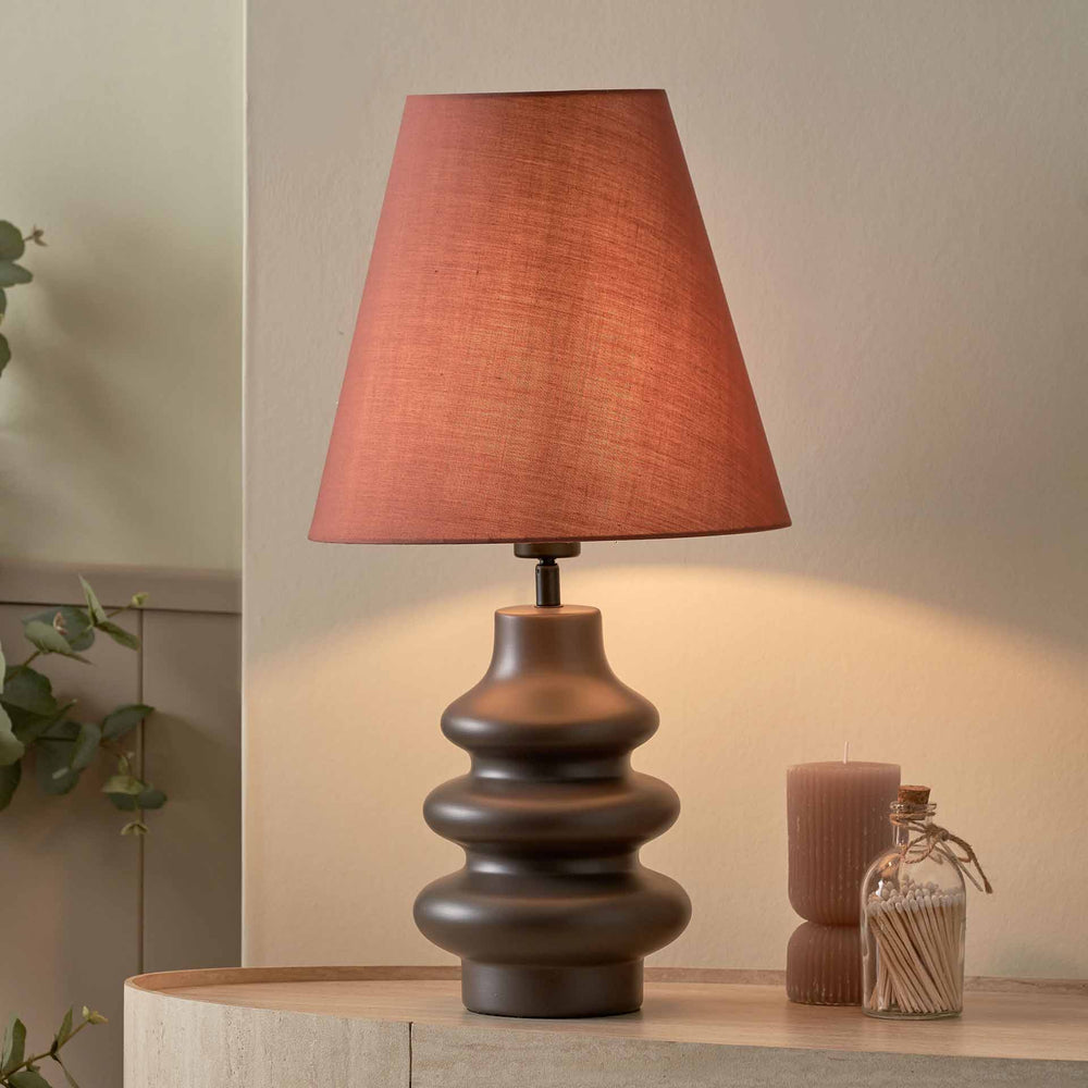Mira Bitter Chocolate Ceramic Gourd Table Lamp
