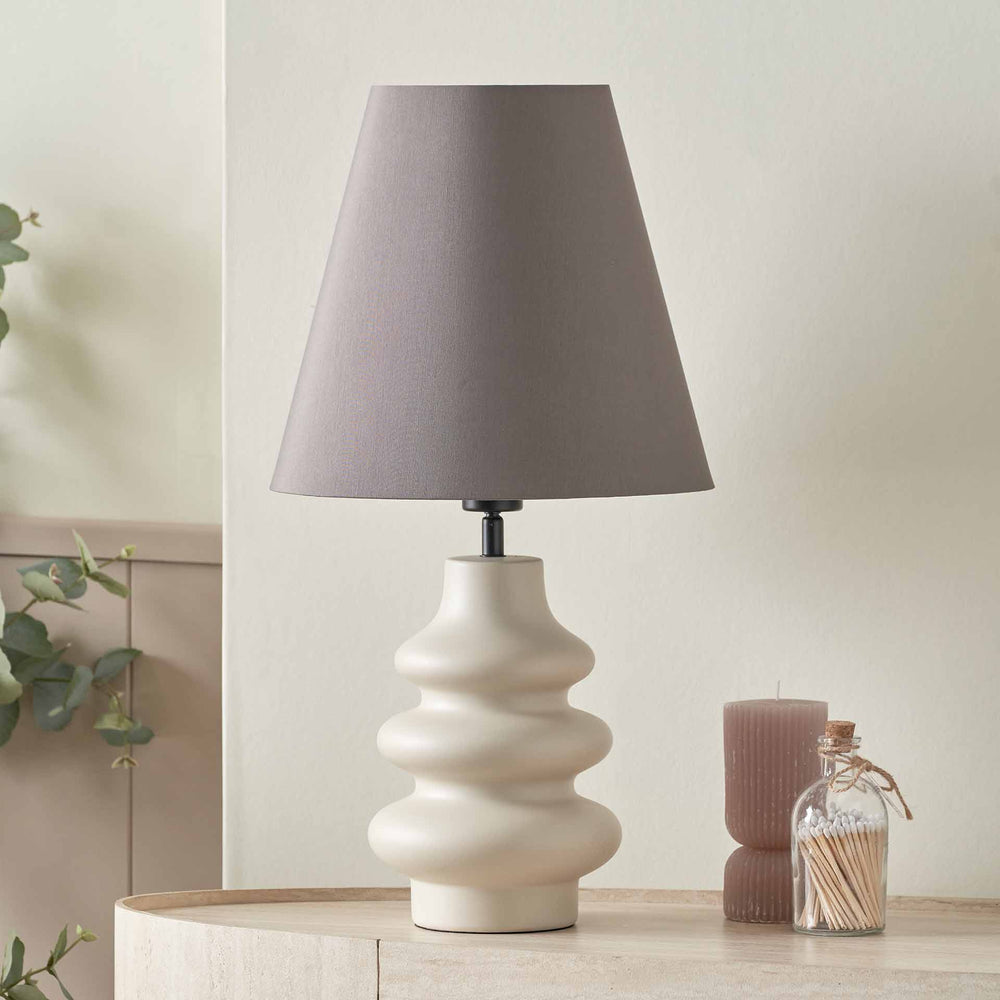 Mira Putty Ceramic Gourd Table Lamp