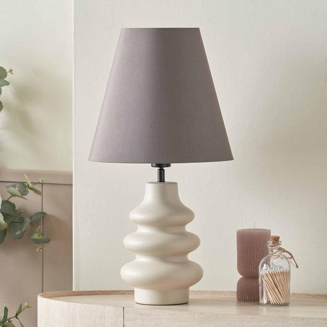 Mira Putty Ceramic Gourd Table Lamp
