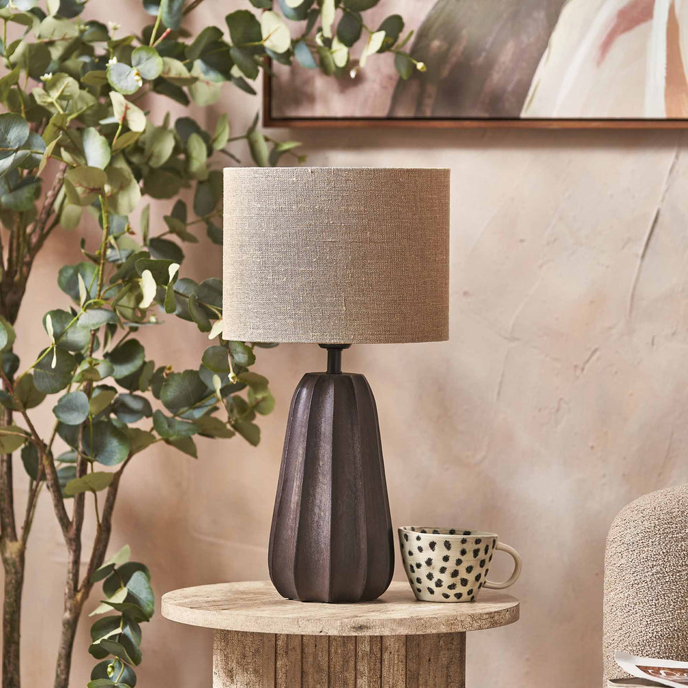 Neala Black Textured Tall Wood Table Lamp
