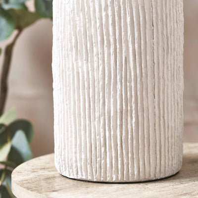 Darcie White Textured Paper Mache Table Lamp