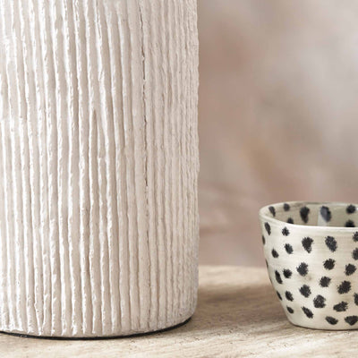 Darcie White Textured Paper Mache Table Lamp