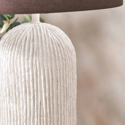 Darcie White Textured Paper Mache Table Lamp