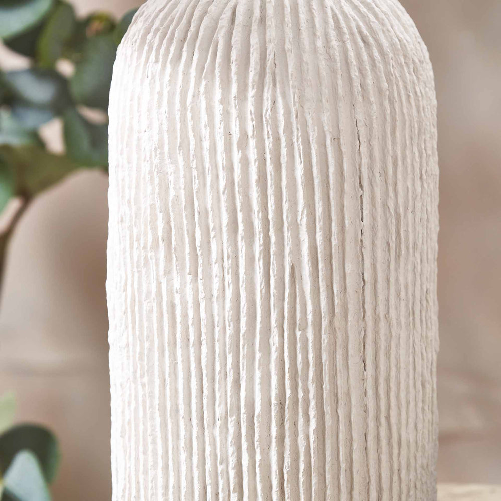 Darcie White Textured Paper Mache Table Lamp