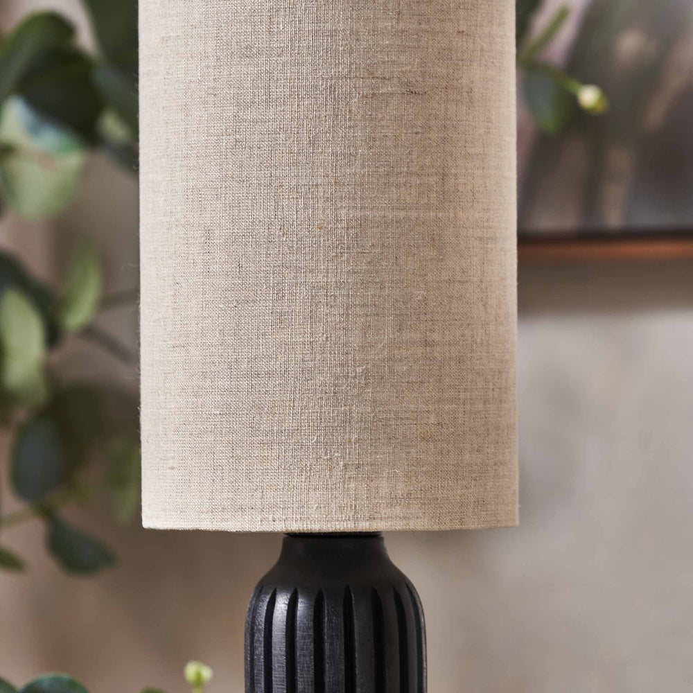 Palomina Black Ribbed Slim Wood Table Lamp