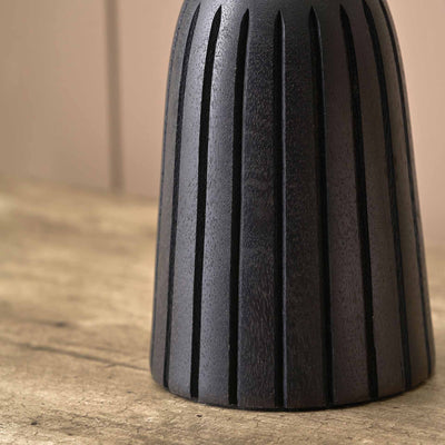 Palomina Black Ribbed Slim Wood Table Lamp