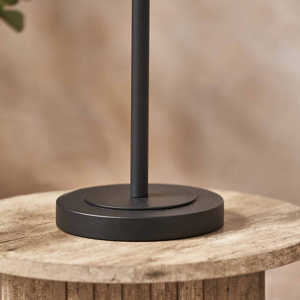 Athena Ribbed Glass Black Metal Round Table Lamp