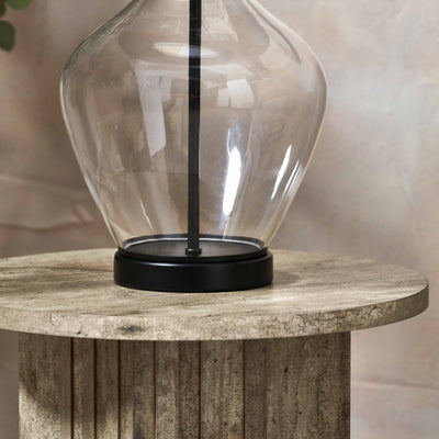 Sorrina Clear Glass and Black Bottle Table Lamp