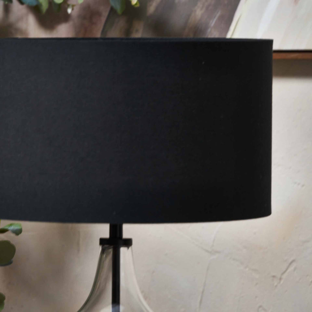 Sorrina Clear Glass and Black Bottle Table Lamp