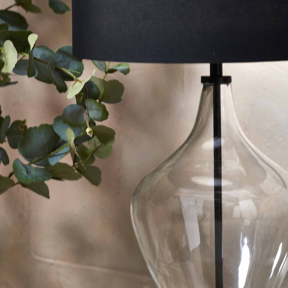 Sorrina Clear Glass and Black Bottle Table Lamp