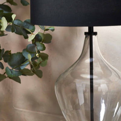 Sorrina Clear Glass and Black Bottle Table Lamp