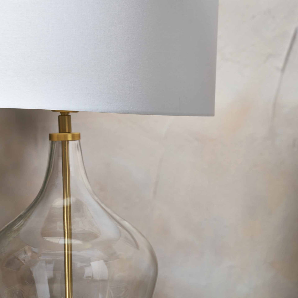Sorrina Clear Glass and Champagne Gold Bottle Table Lamp