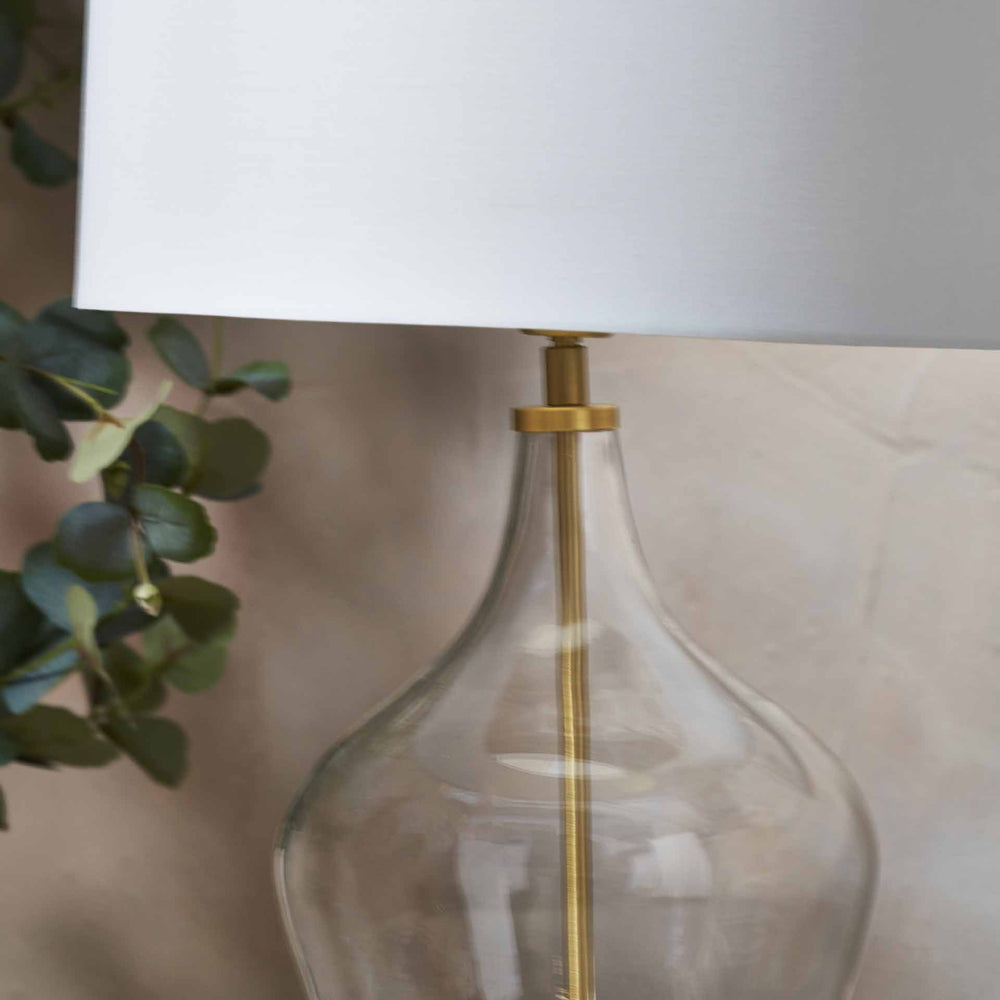 Sorrina Clear Glass and Champagne Gold Bottle Table Lamp