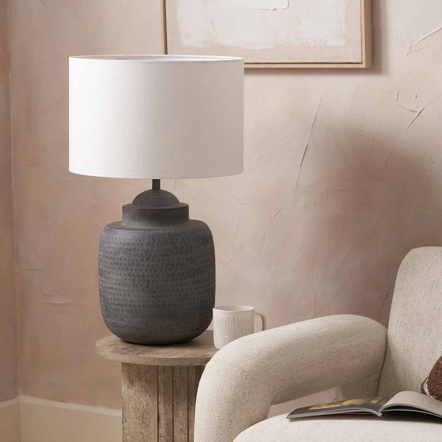 Aarti Charcoal Grey Hammered Urn Table Lamp Base