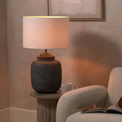 Aarti Charcoal Grey Hammered Urn Table Lamp Base