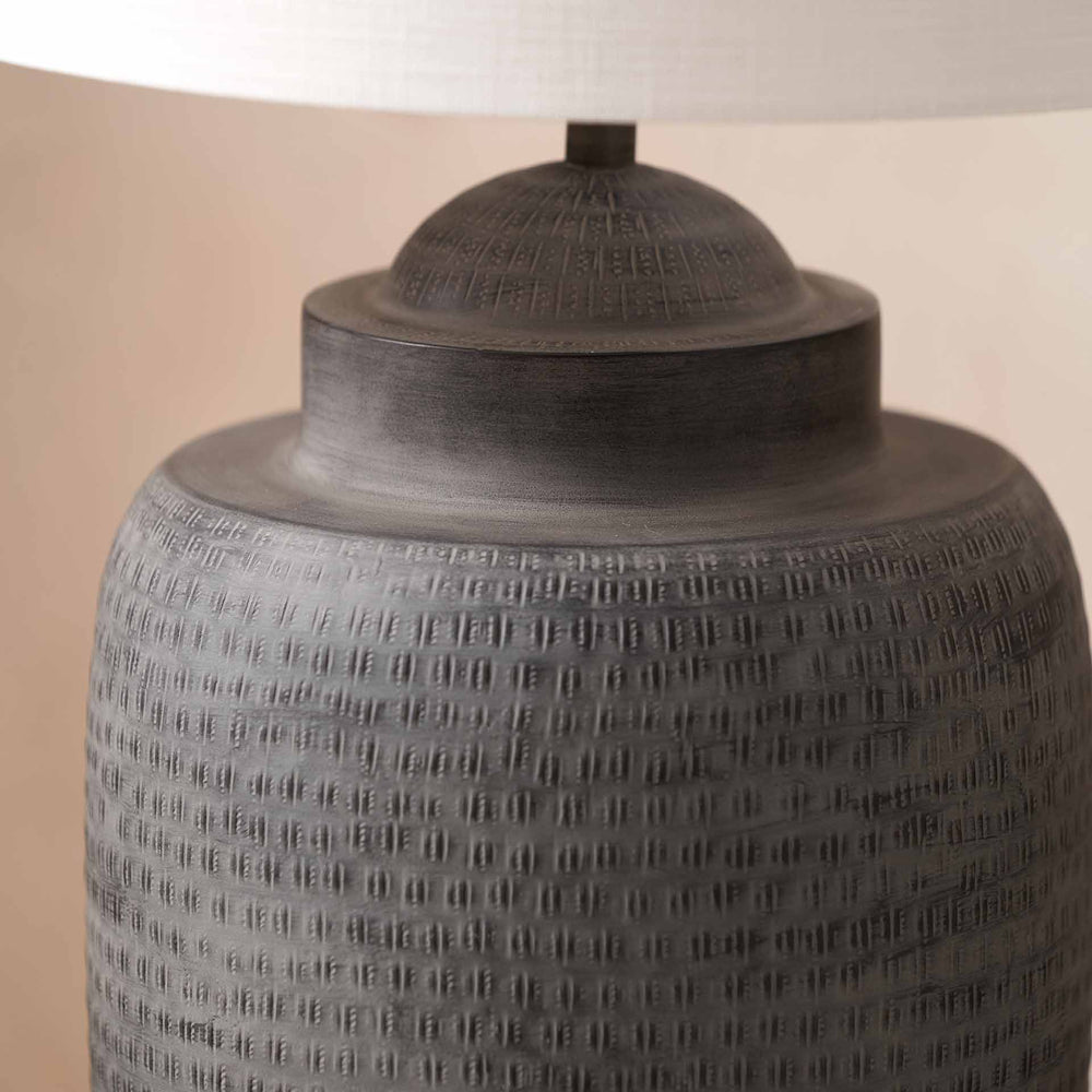 Aarti Charcoal Grey Hammered Urn Table Lamp Base
