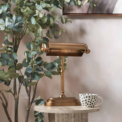 Felix Antique Brass Bankers Table Lamp