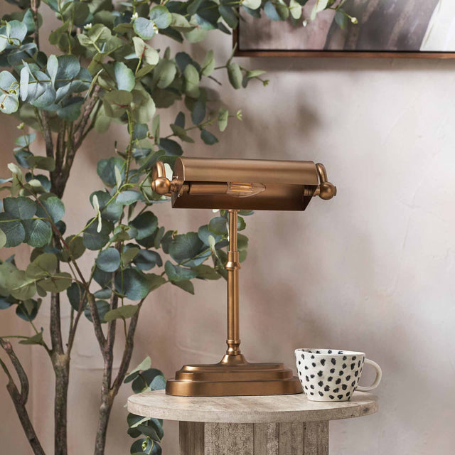 Felix Antique Brass Bankers Table Lamp