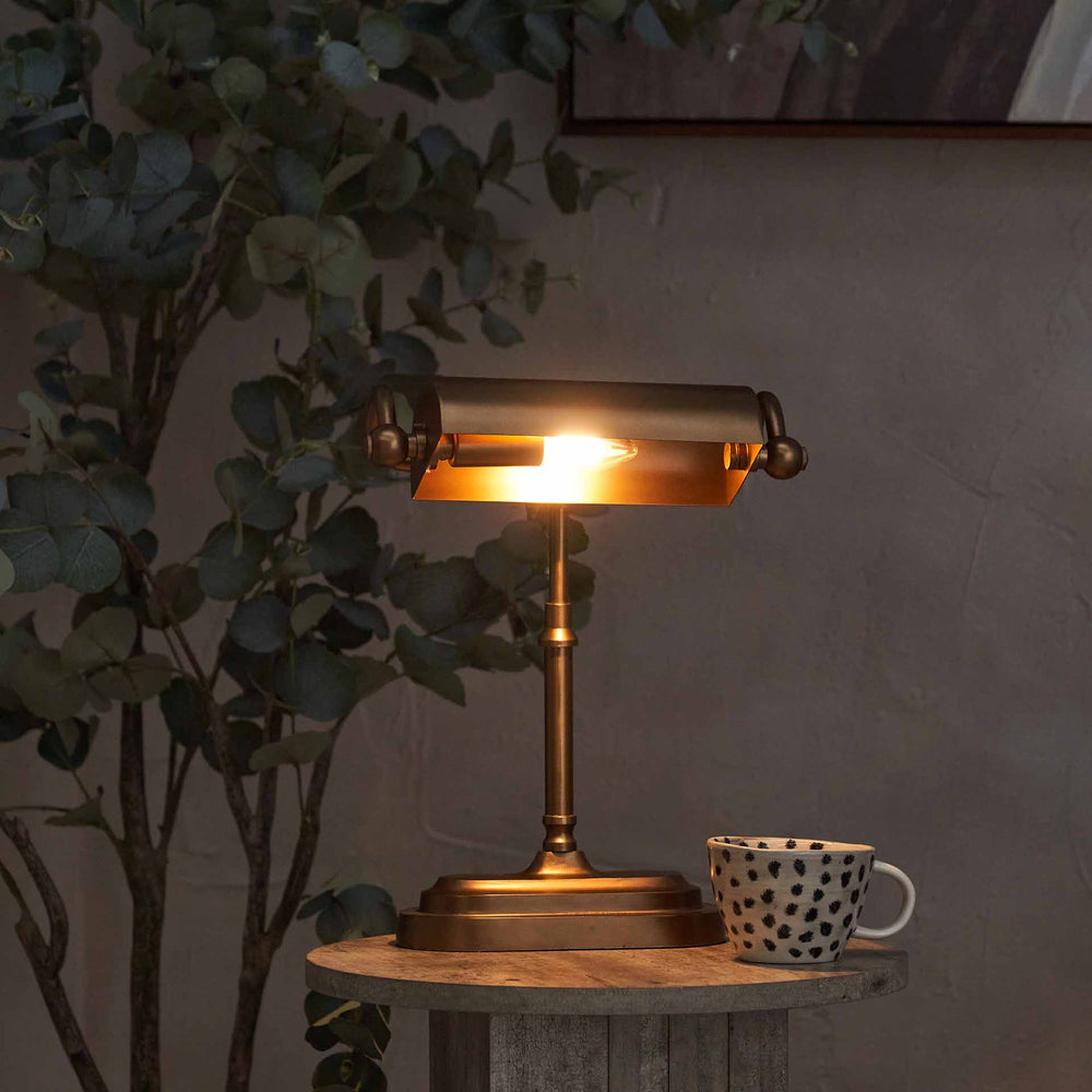 Felix Antique Brass Bankers Table Lamp