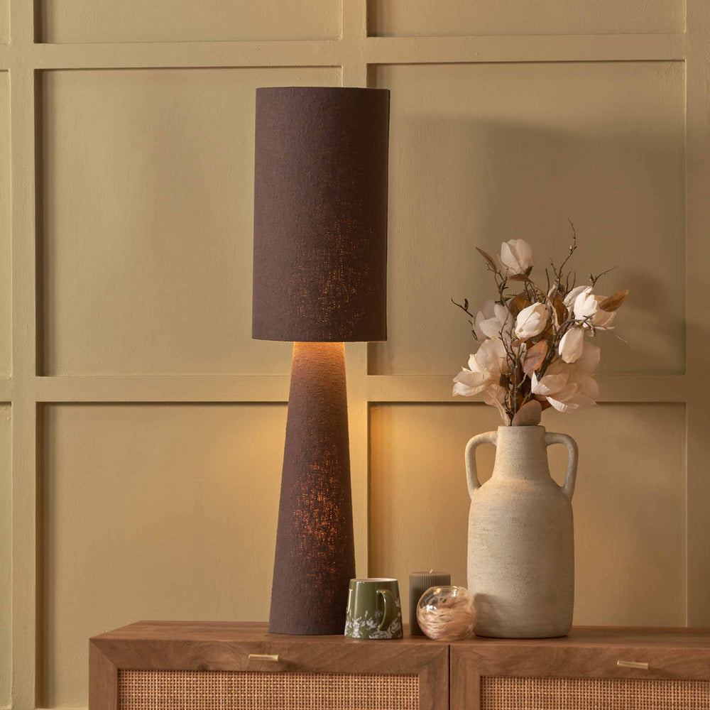 Carissa Chocolate Slubby Handloom Fabric Table Lamp