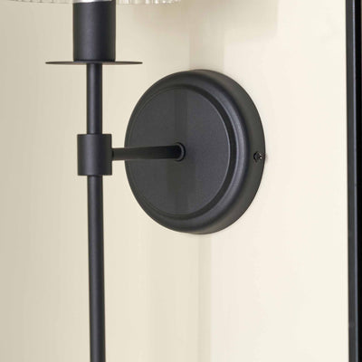 Athena Ribbed Glass Black Metal Cylinder Wall Light