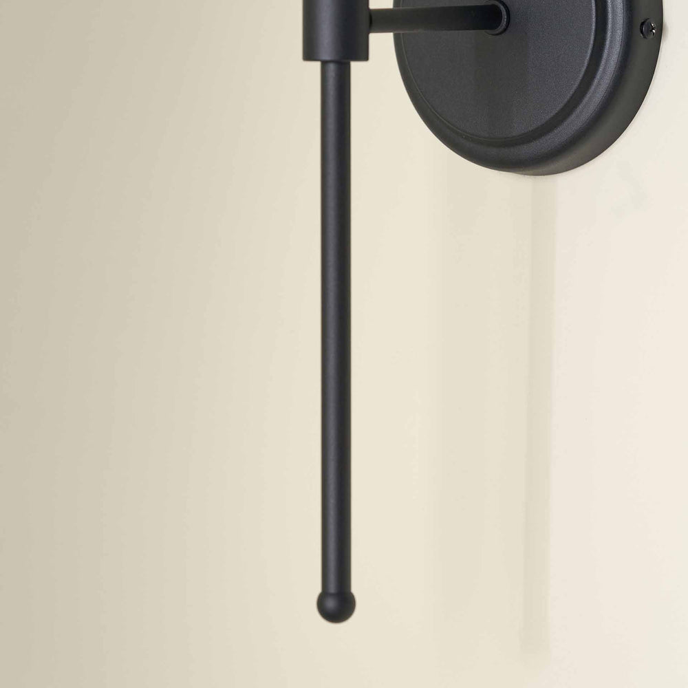 Athena Ribbed Glass Black Metal Cylinder Wall Light