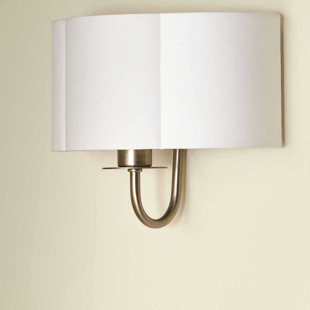 Mariana Matt Antique Brass and White Scallop Shaded Wall Light
