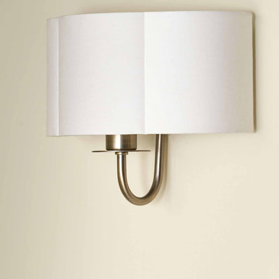Mariana Matt Antique Brass and White Scallop Shaded Wall Light