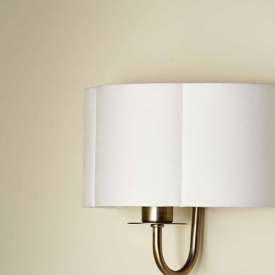 Mariana Matt Antique Brass and White Scallop Shaded Wall Light