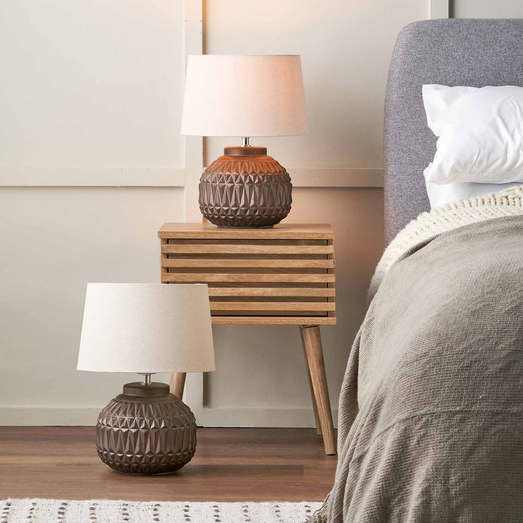Bronze Aztec Ceramic Bedside Table Lamp Set Of 2 | Lighting
