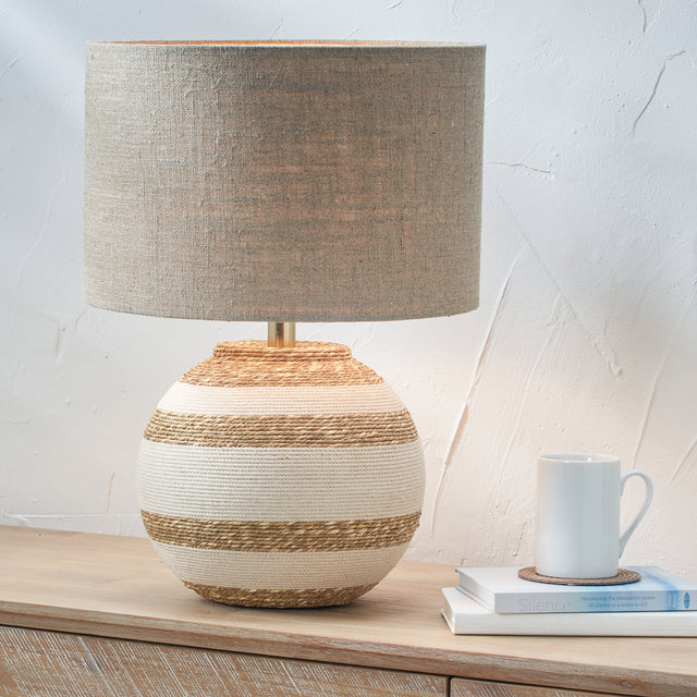 Cream Striped Desk Lamp