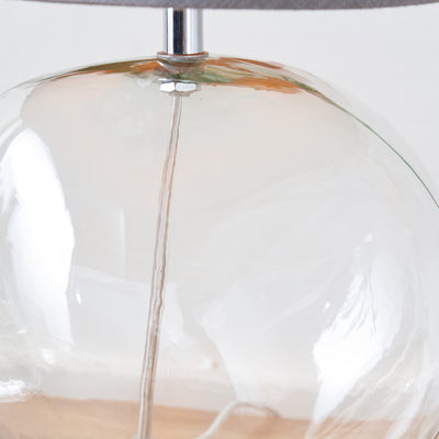 Hazel Clear Glass and Grey Shade Bedside Table Lamp Set Of 2