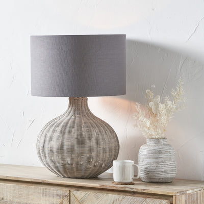 Liliana Grey Wash Rattan Table Lamp