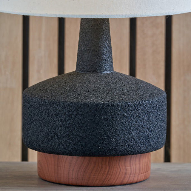 Eli Black Textured Ceramic Bedside Table Lamp Set Of 2