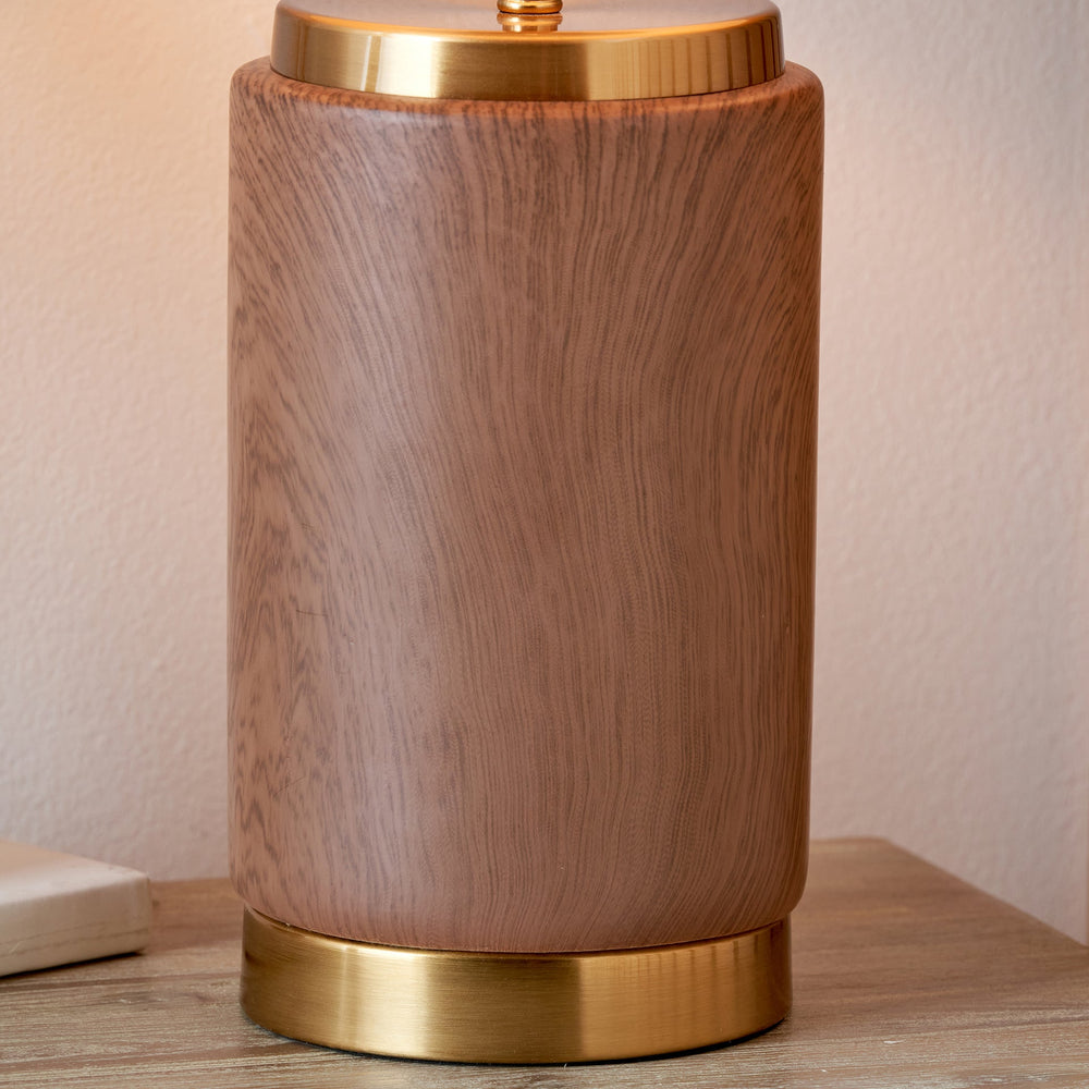 Tate Wood Effect Ceramic Bedside Table Lamp Set Of 2