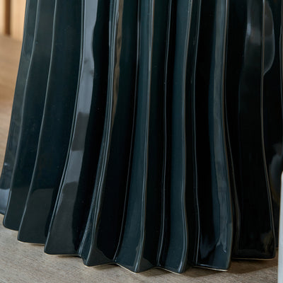 Delia Black Pleated Ceramic Table Lamp Base