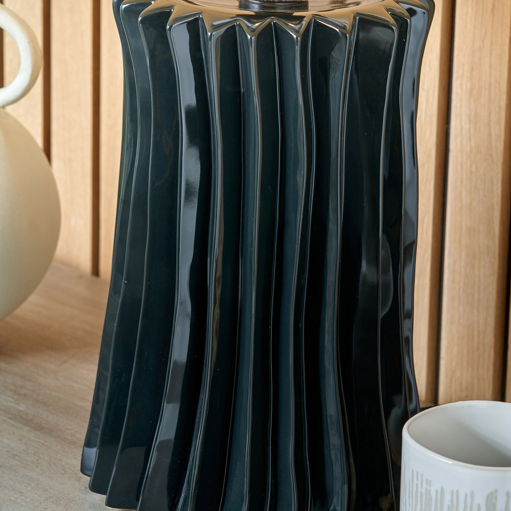 Delia Black Pleated Ceramic Table Lamp Base