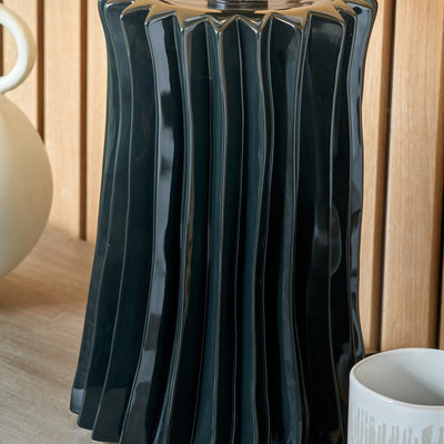 Delia Black Pleated Ceramic Table Lamp Base