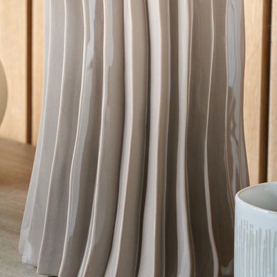 Delia Taupe Pleated Ceramic Table Lamp Base