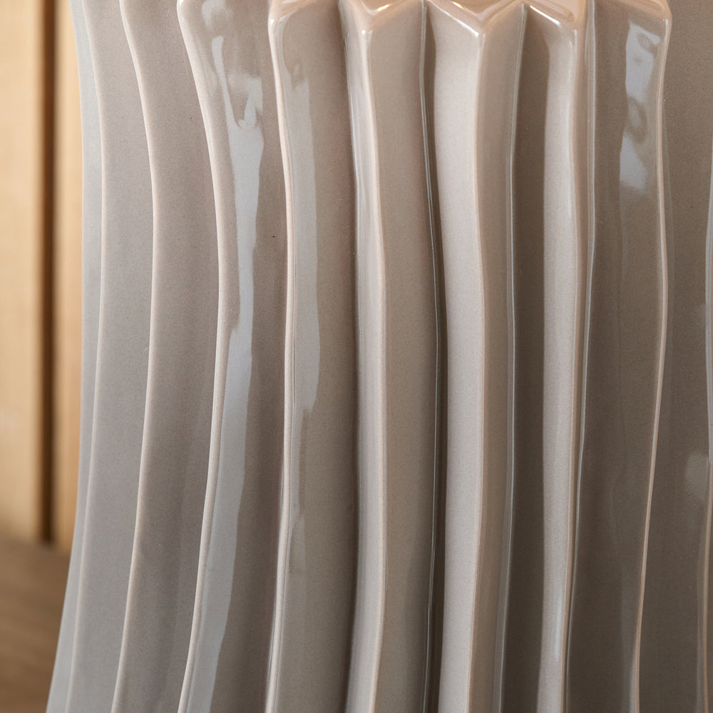 Delia Taupe Pleated Ceramic Table Lamp Base