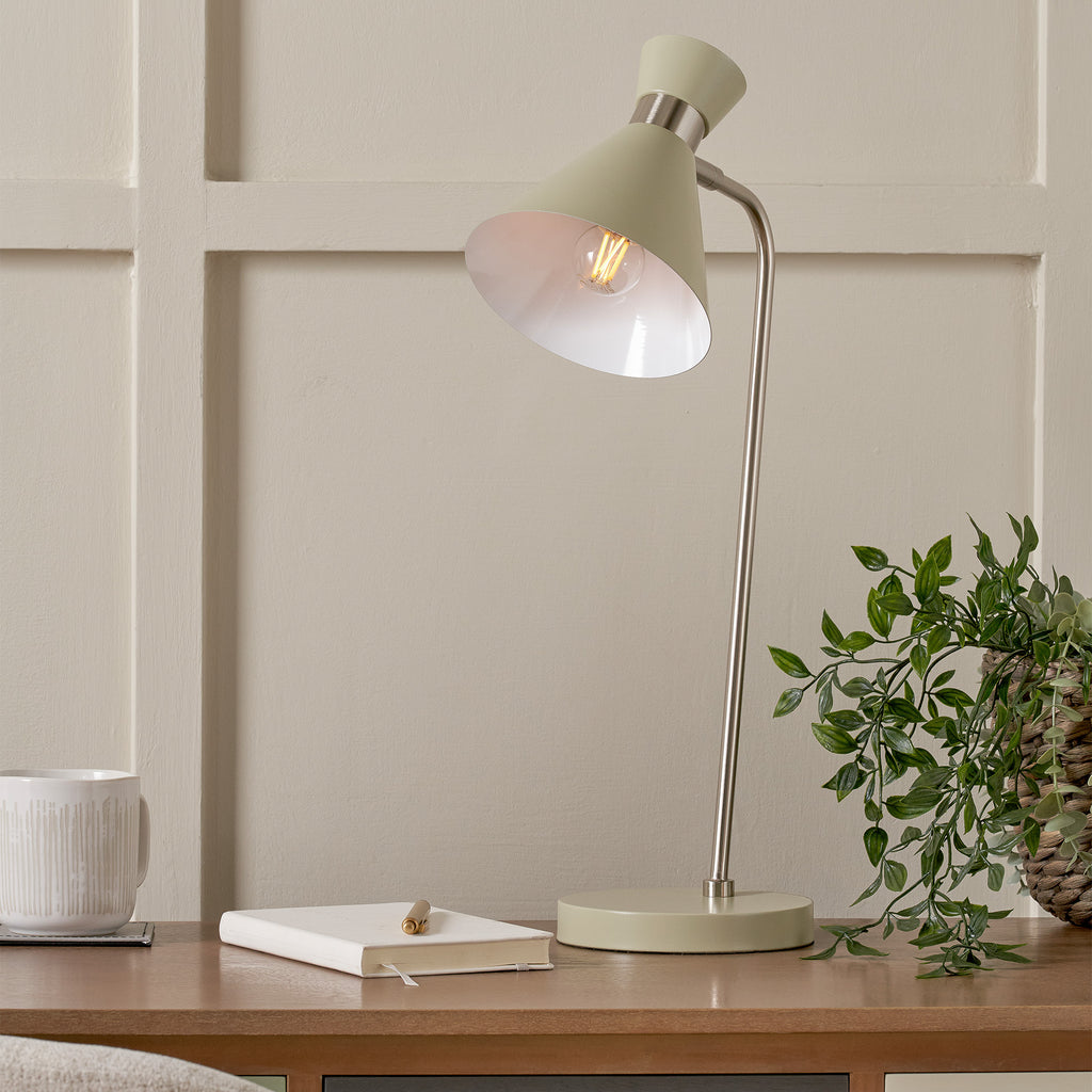 Sage and Brushed Silver Task Table Lamp | Lighting