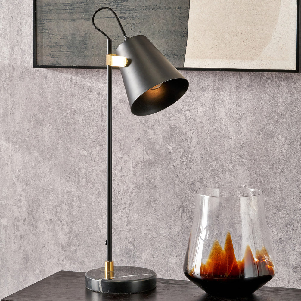 Maya Black and Brushed Brass Task Table Lamp